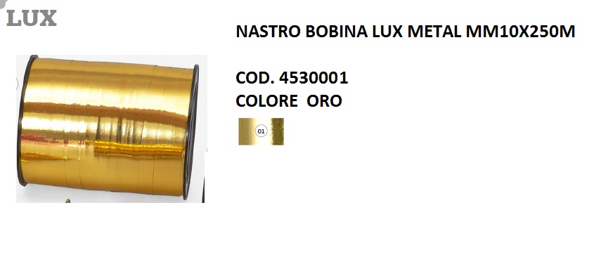 INAB NASTRO BOBINA LUX METAL ORO 250m 10mm 